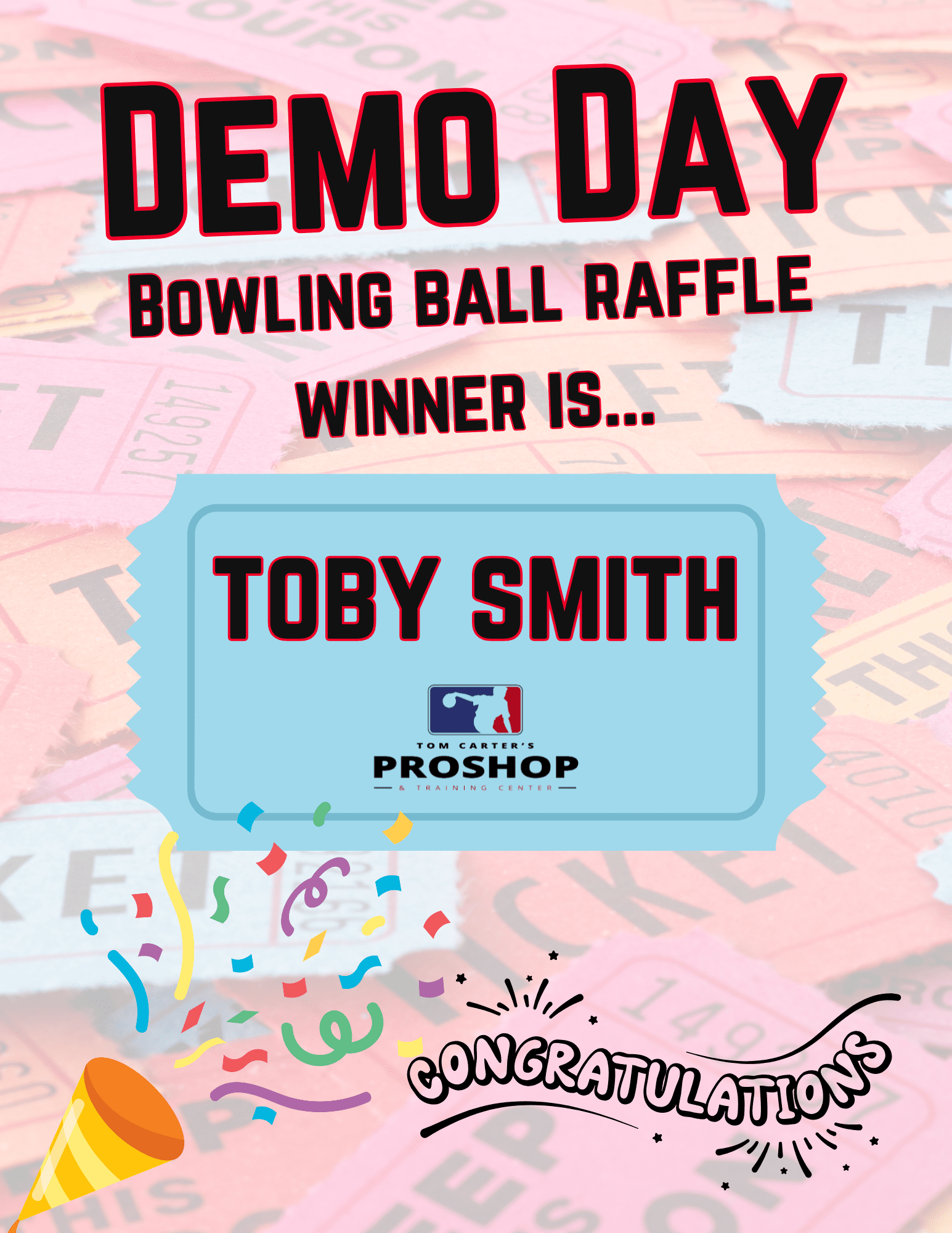 Bowling ball raffle winner