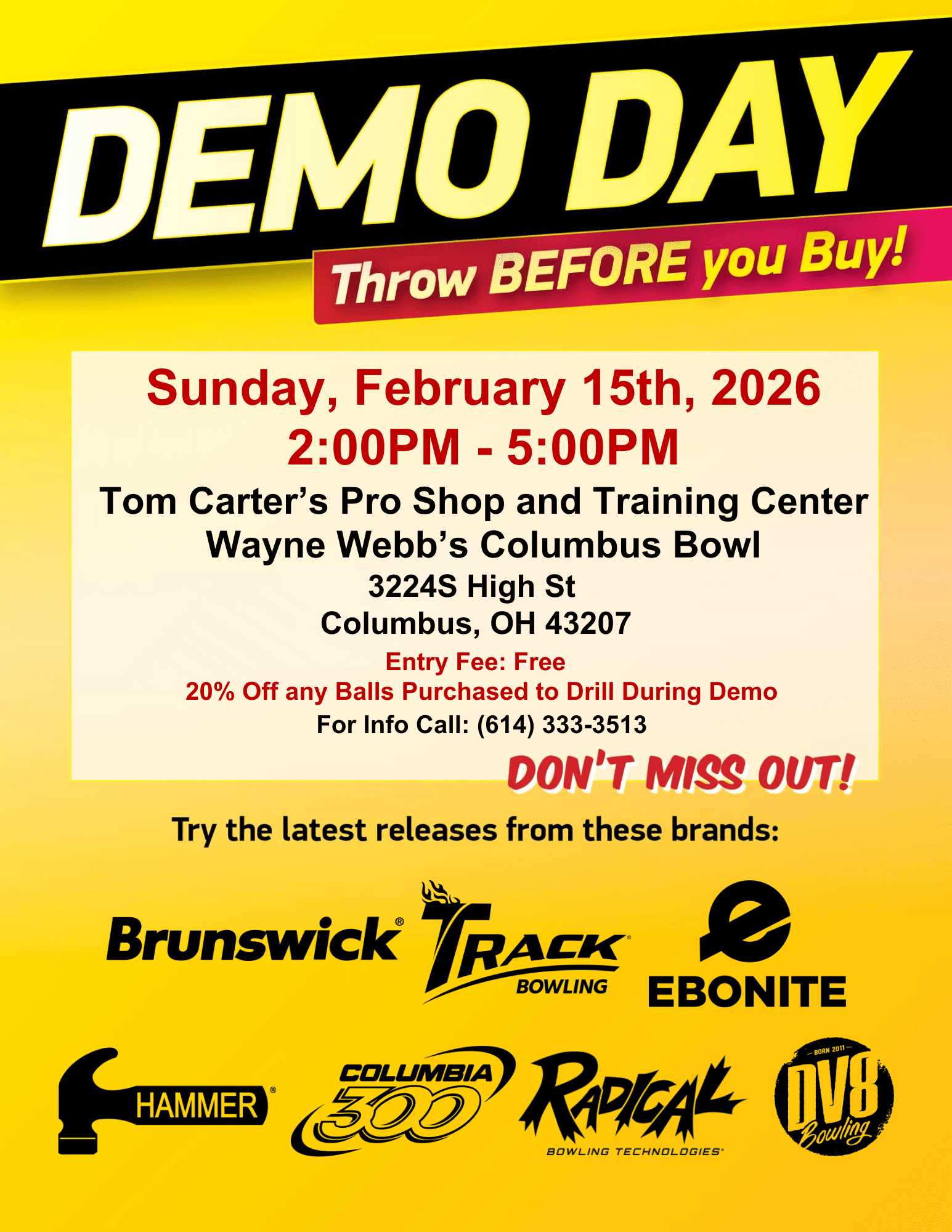 Demo Day flyer for Feb. 15