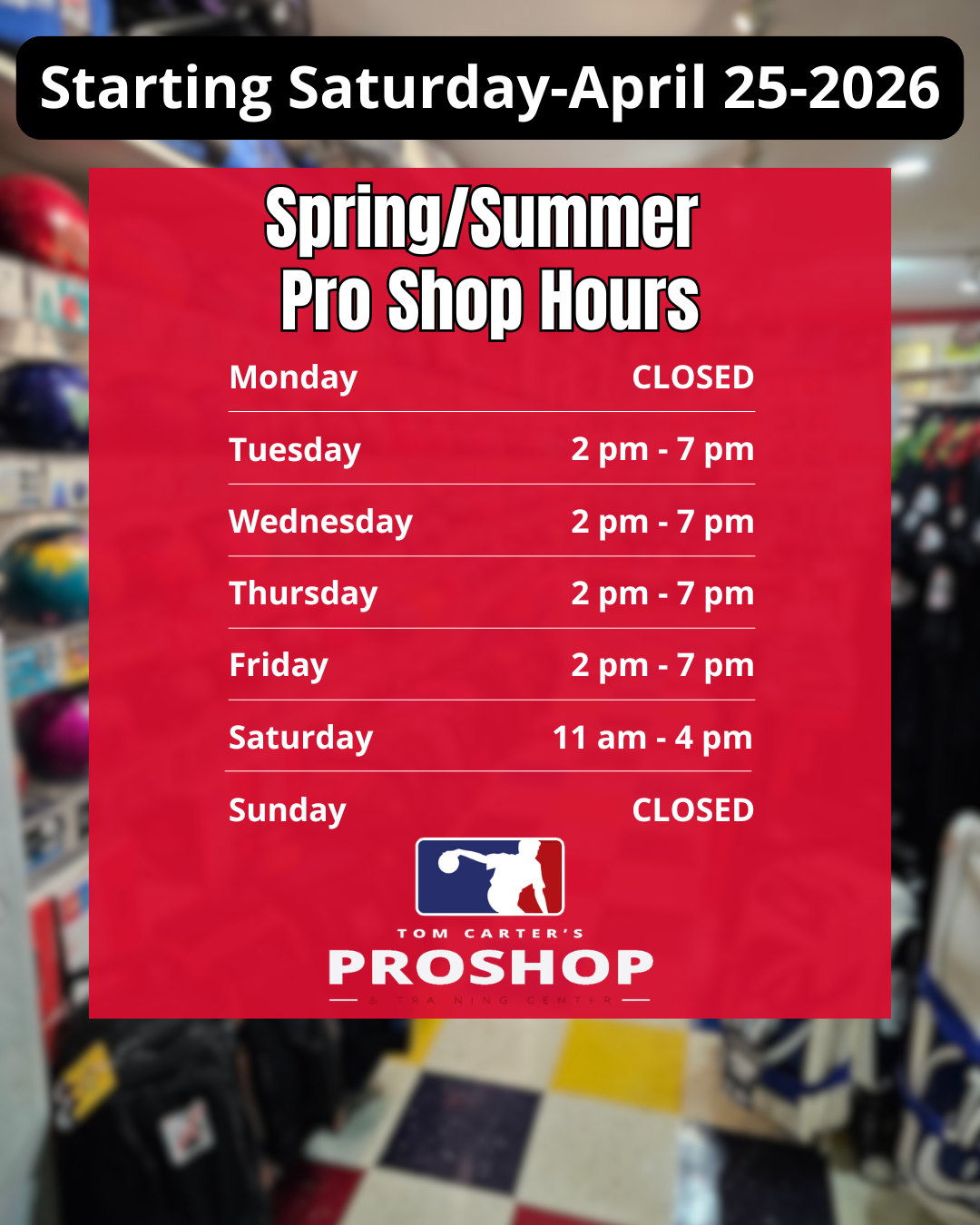 Spring pro shop hours